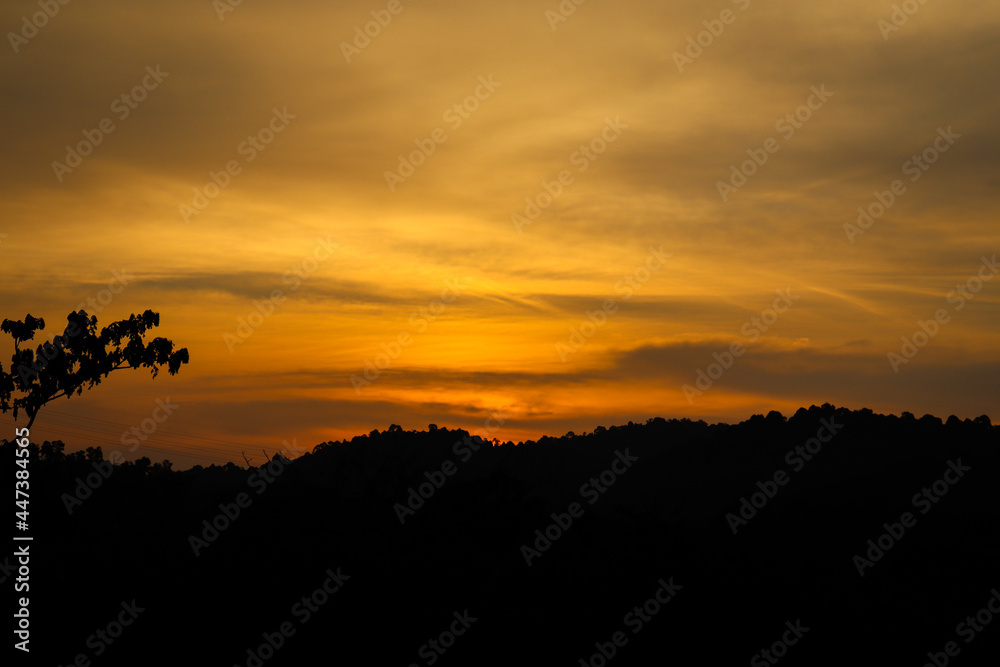 Fototapeta premium Sunset Behind Mountains