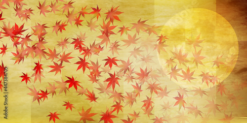 十五夜　月見　紅葉　背景