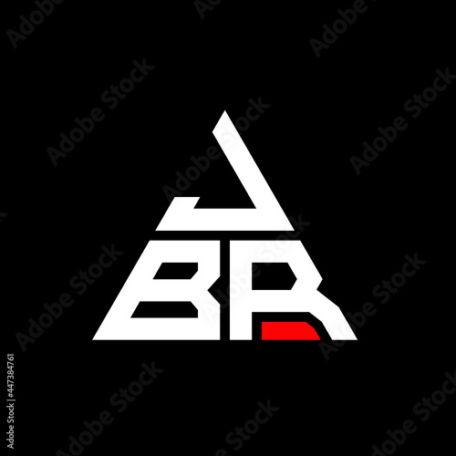 JBR triangle letter logo design with triangle shape. JBR triangle logo design monogram. JBR triangle vector logo template with red color. JBR triangular logo Simple, Elegant, and Luxurious Logo. JBR 