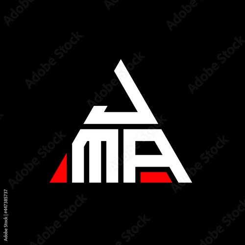 JMA triangle letter logo design with triangle shape. JMA triangle logo design monogram. JMA triangle vector logo template with red color. JMA triangular logo Simple, Elegant, and Luxurious Logo. JMA 
