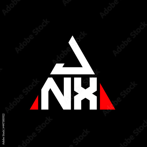 JNX triangle letter logo design with triangle shape. JNX triangle logo design monogram. JNX triangle vector logo template with red color. JNX triangular logo Simple, Elegant, and Luxurious Logo. JNX 