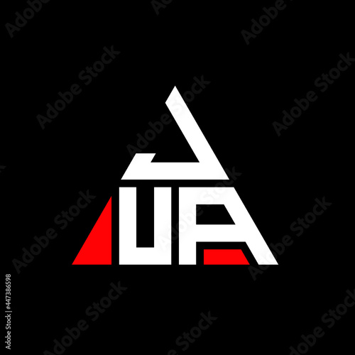 JUA triangle letter logo design with triangle shape. JUA triangle logo design monogram. JUA triangle vector logo template with red color. JUA triangular logo Simple, Elegant, and Luxurious Logo. JUA 
