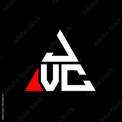 JVC triangle letter logo design with triangle shape. JVC triangle logo design monogram. JVC triangle vector logo template with red color. JVC triangular logo Simple, Elegant, and Luxurious Logo. JVC  photo