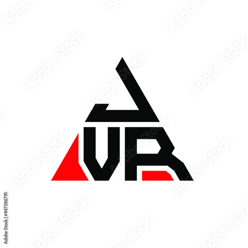 JVR triangle letter logo design with triangle shape. JVR triangle logo design monogram. JVR triangle vector logo template with red color. JVR triangular logo Simple, Elegant, and Luxurious Logo. JVR  photo