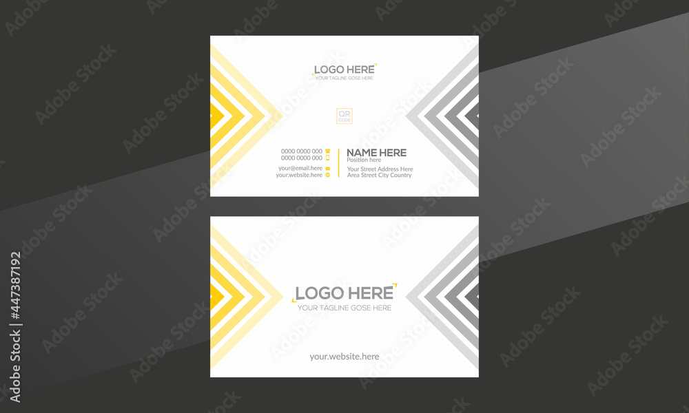 orange and gray colored vector business card design for any company use