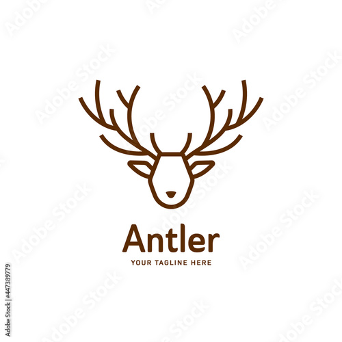 Deer antler logo icon template outline monoline style