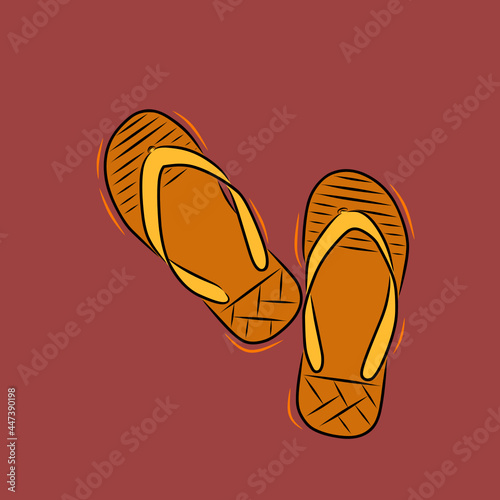 A vector with an object a pair of brightly colored flip-flops