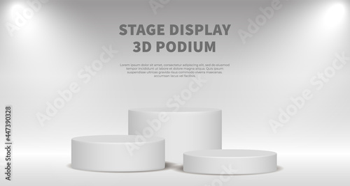 Product display vector 3d render with white podium. White abstract background with geometric stage platform. Business concept