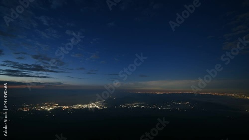 富士山からの景色　夜景　タイムラプス　富士吉田　山中湖　忍野