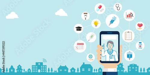 Telemedicine,  telehealth concept banner illustration ( no text )