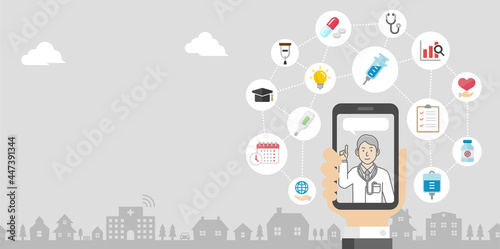 Telemedicine,  telehealth concept banner illustration ( no text )