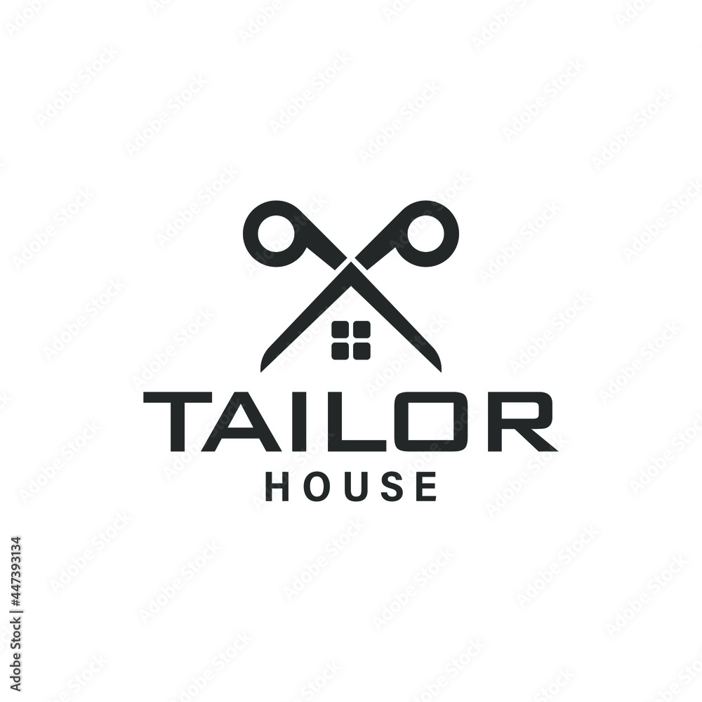 House made from scissors for tailor design vector