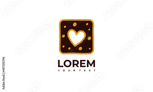 Love Brownies Cookie Logo. Modern logo icon symbol template vector design