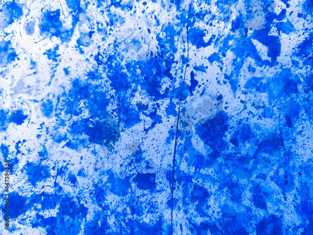Cobalt Abstract Flow. Azure Watercolor Brush. Blue Grunge Water. Navy Texture Artwork. Paint Artistic. Design Creative. Art Banner. Splash Paper.