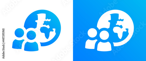 Earth with people icon vector illustration. Symbol of citizen, population and human.
