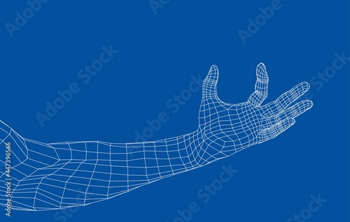 Hand hold some tiny or thin object. Vector