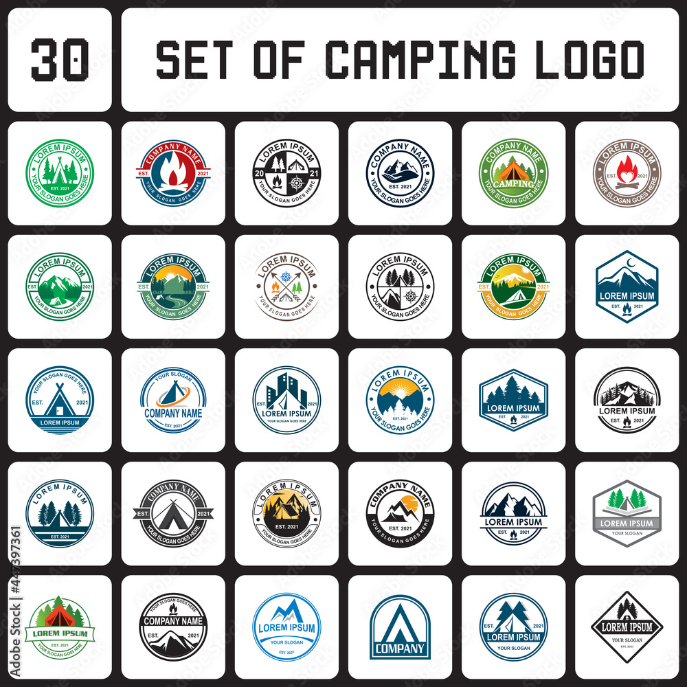 a set of camping logo , a set of adventure logo a set of camping logo , a set of adventure logo