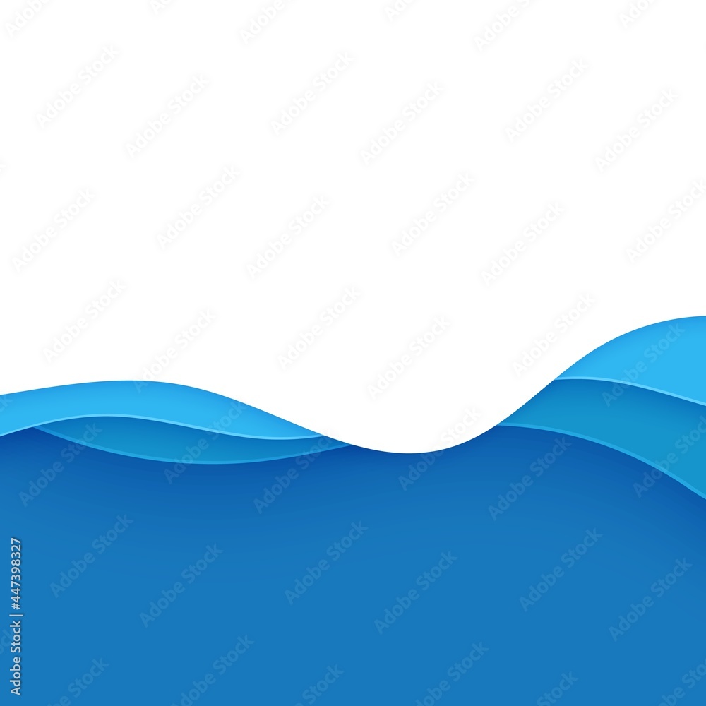 Blue abstract background in paper cut style. Layers of paper wavy water for World Oceans Day 8 June. Vector Earth posters template, ecology brochures, presentations, invitations with place for text. Blue abstract background in paper cut style. Layers of paper wavy water for World Oceans Day 8 June. Vector Earth posters template, ecology brochures, presentations, invitations with place for text.