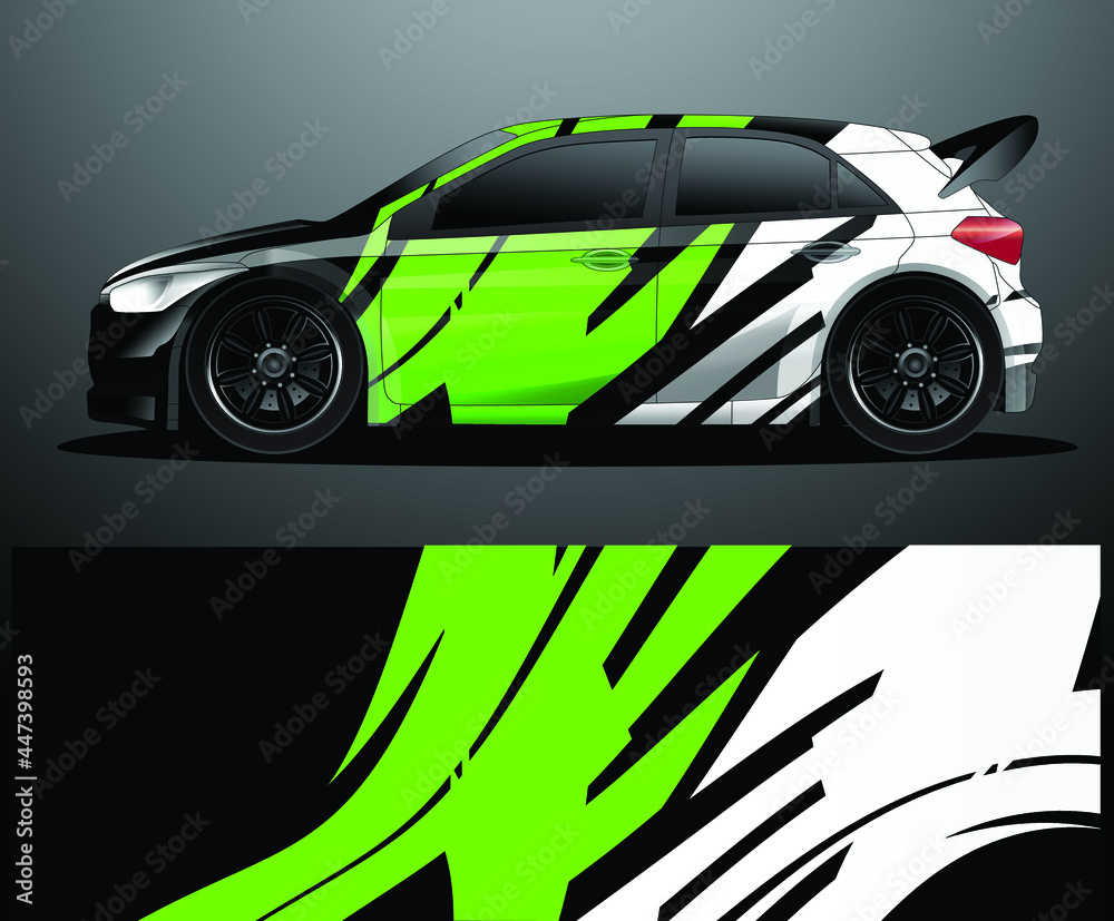 Fototapeta premium Rally car decal graphic wrap vector, abstract background