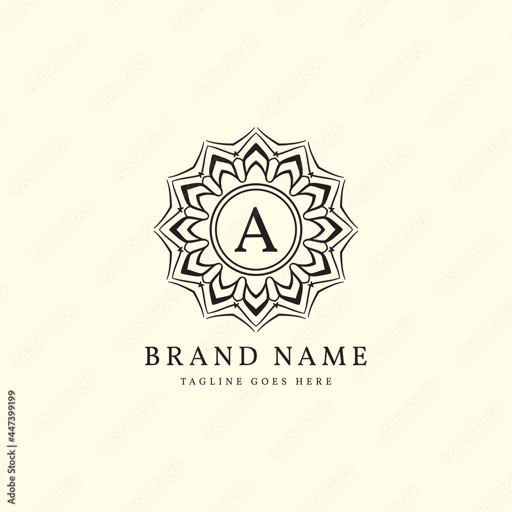 Fototapeta premium abstract round luxury letter A logo design for elegant fashion brand, beauty care, yoga class, hotel, resort, jewelry