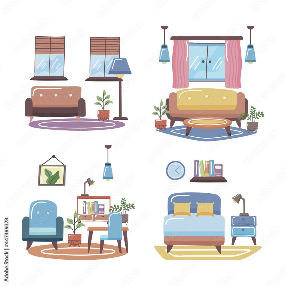 Home spaces icon collection Home spaces icon collection