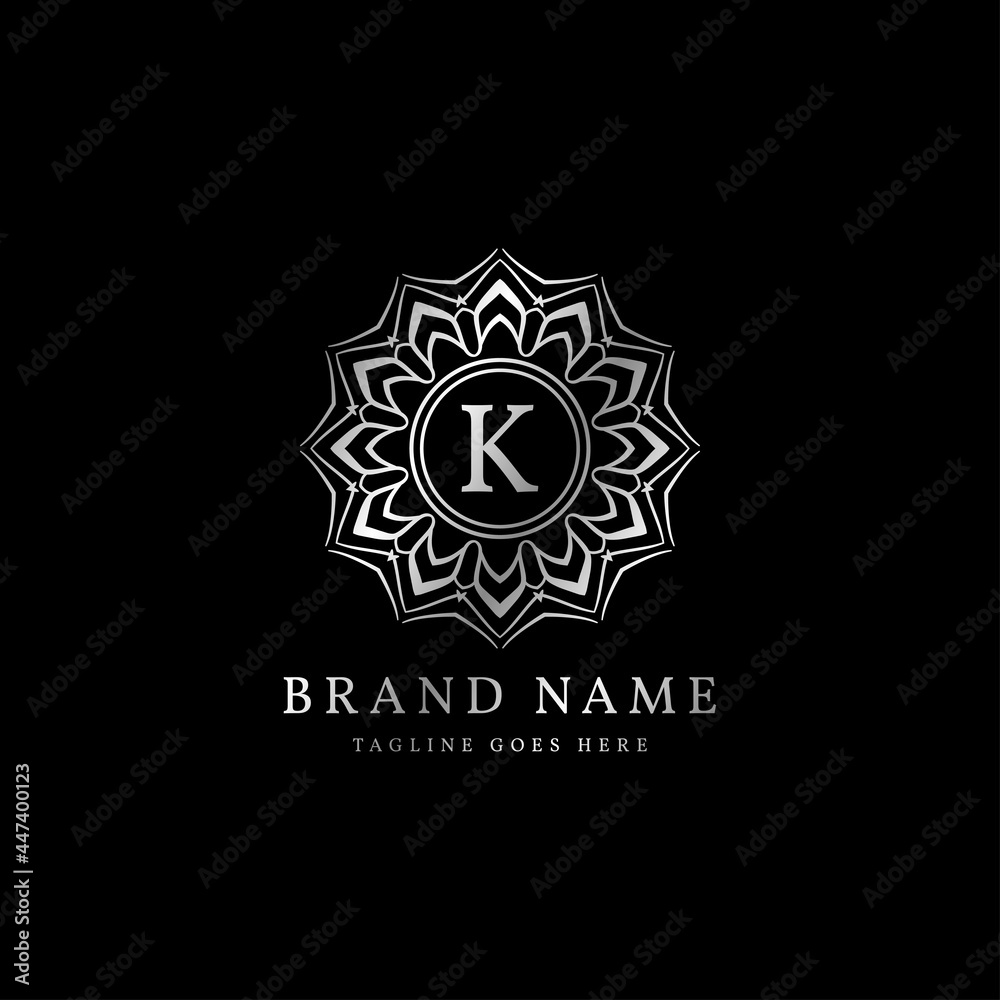 abstract round luxury letter K logo design for elegant fashion brand, beauty care, yoga class, hotel, resort, jewelry
