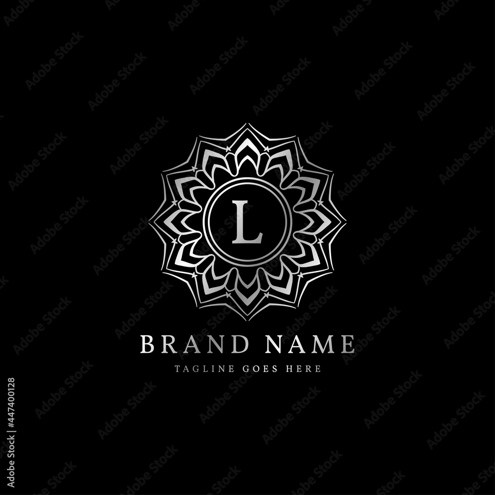 abstract round luxury letter L logo design for elegant fashion brand, beauty care, yoga class, hotel, resort, jewelry