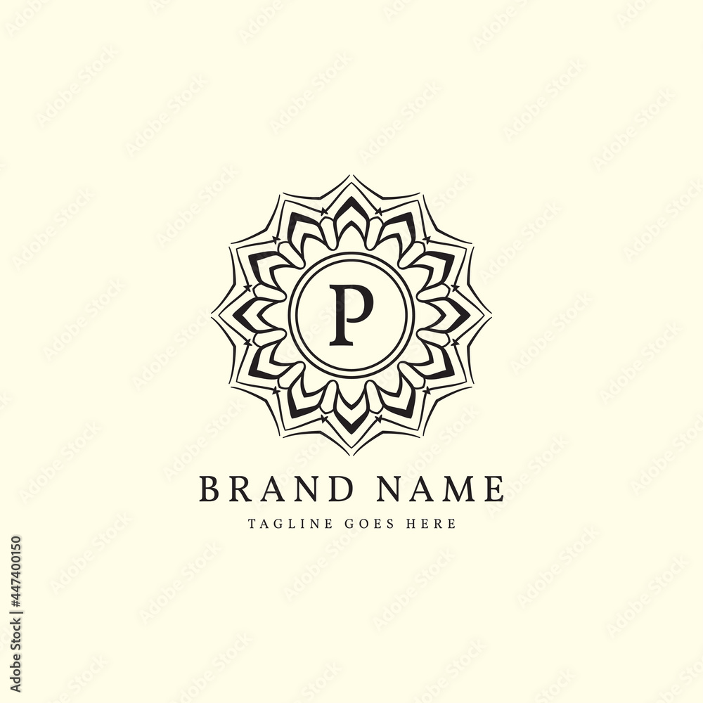 abstract round luxury letter P logo design for elegant fashion brand, beauty care, yoga class, hotel, resort, jewelry abstract round luxury letter P logo design for elegant fashion brand, beauty care, yoga class, hotel, resort, jewelry