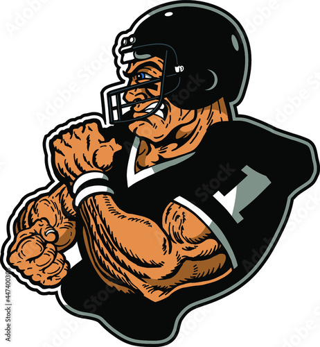 muscular football player mascot for school, college or league