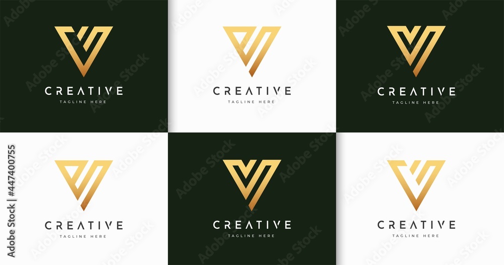 Set of creative letter V monogram style logo design template Set of creative letter V monogram style logo design template