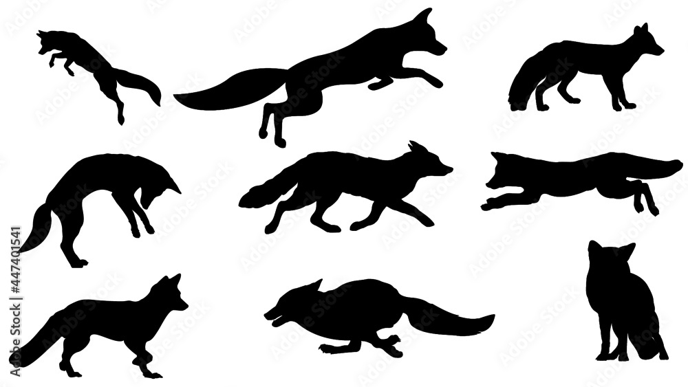 set of silhouettes, Fox Silhouette