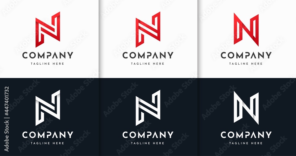 Set of creative letter N monogram style logo design template Set of creative letter N monogram style logo design template