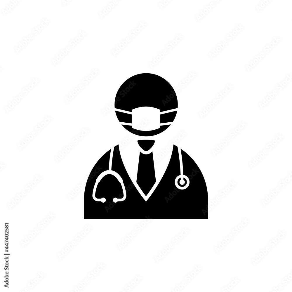 doctor with face mask icon design illustration