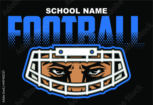 football team design with facemask for school, college or league