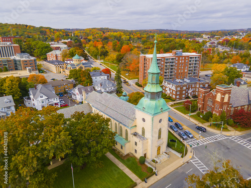 Trinity Lutheran Church at 73 Lancaster Street in historic downtown of Worcester, Massachusetts MA, USA.  photo