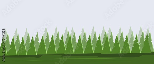Pine forest layers with different opacity in cool temperature vector illustration for background, desktop background, backdrop.