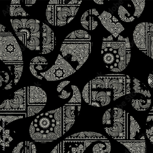 Bandana seamless pattern with unique paisley,