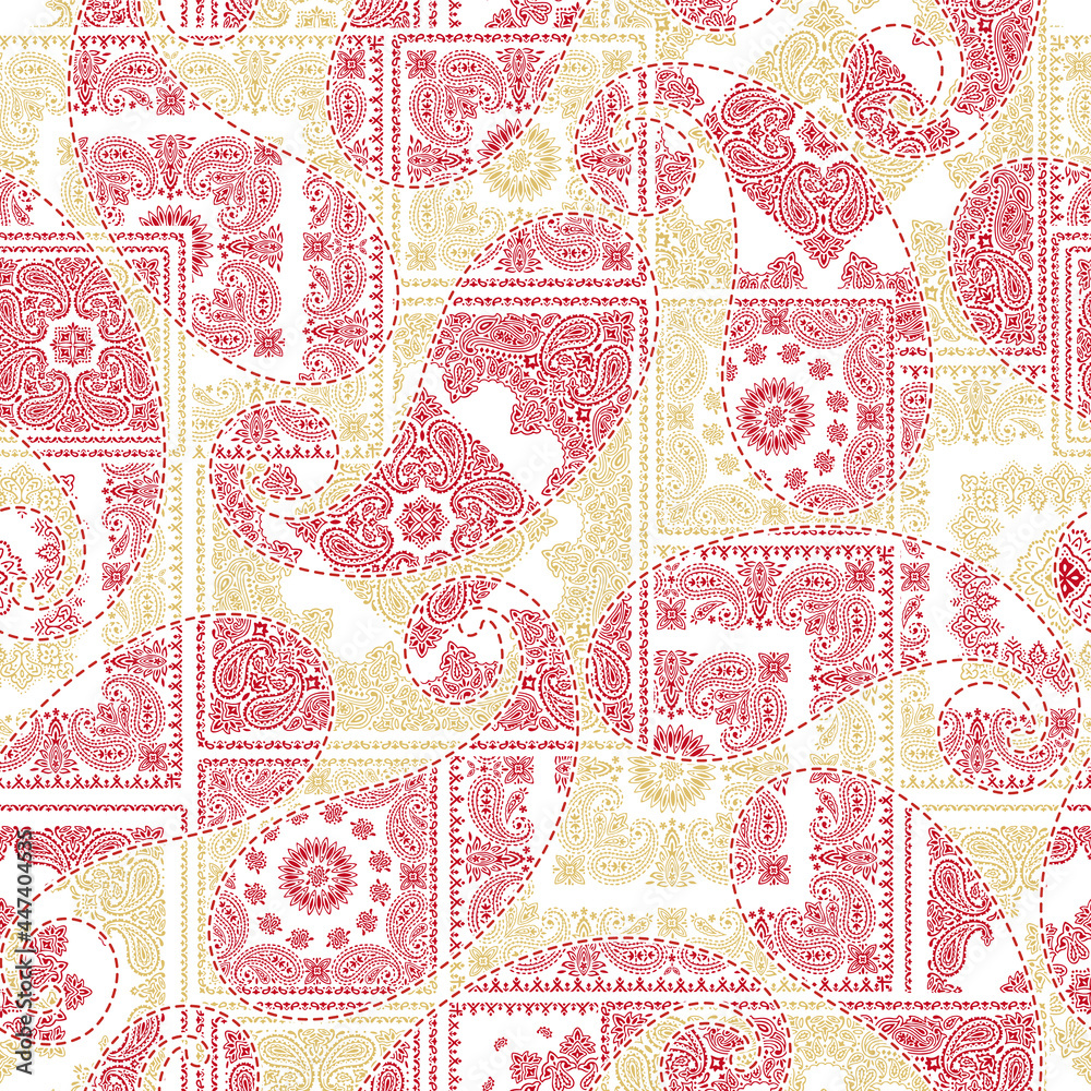 Obraz premium Bandana seamless pattern with unique paisley,