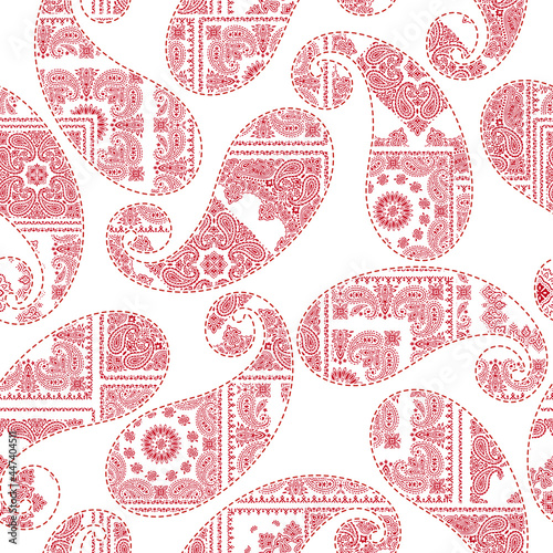 Bandana seamless pattern with unique paisley,
