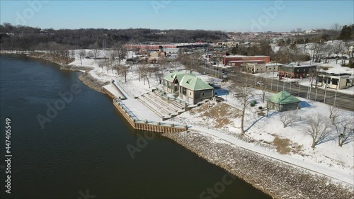 Flying over McGregor Park in Clarksville Tennessee, after a snowstorm photo