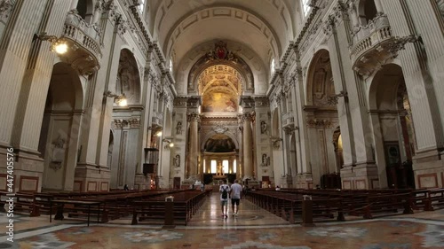 The inside view of the majestic San Pietro Cathedral in Bologna, Italy. photo