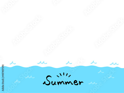 かわいい夏の海／手書き文字イラスト