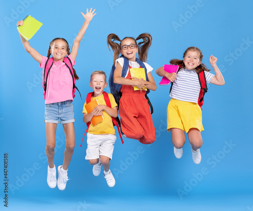 Cheerful schoolkids  having fun