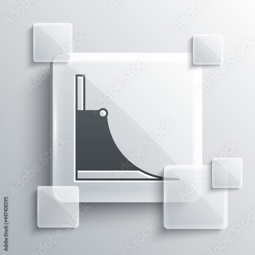 Grey Skate park icon isolated on grey background. Set of ramp, roller, stairs for a skatepark. Extreme sport. Square glass panels. Vector