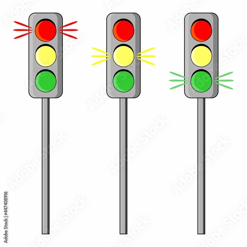 Traffic light illustration in vector. Traffic regulator.