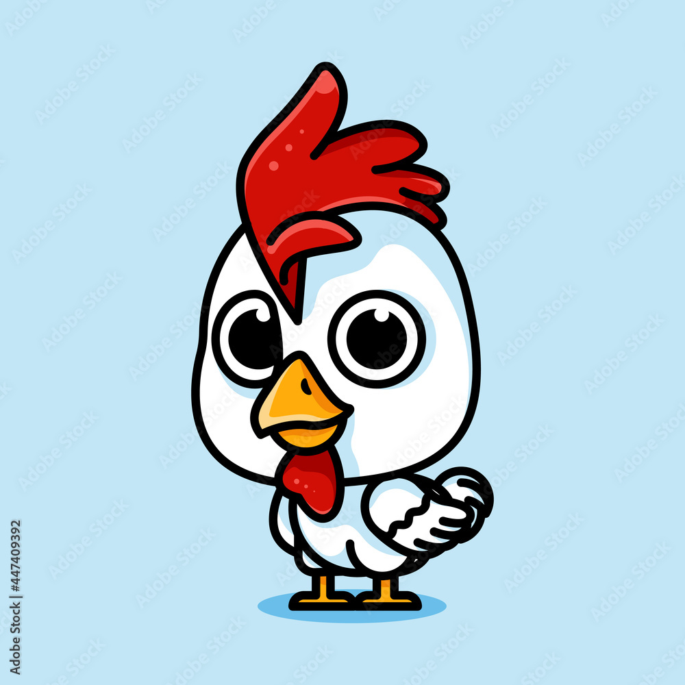 cute chicken for logo, icon, sticker and illustration