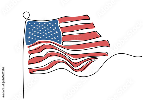 American flag continuous on...