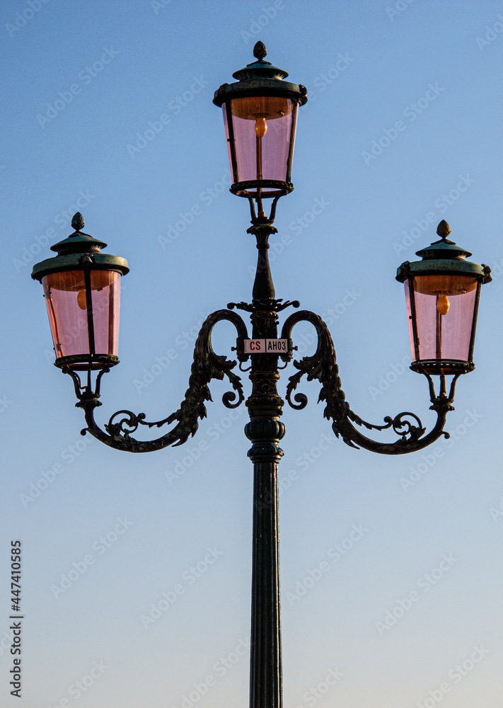 Iconic Street lamps on the streets of Venice Italy