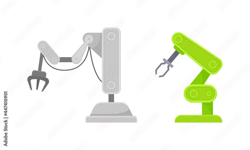 Robotic Mechanical Programmable Arm with Joints for Industrial Assembly Operation Vector Set Robotic Mechanical Programmable Arm with Joints for Industrial Assembly Operation Vector Set