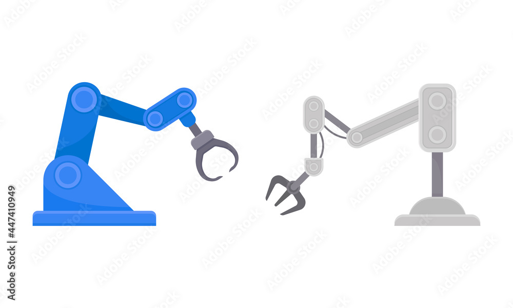 Robotic Mechanical Programmable Arm with Joints for Industrial Assembly Operation Vector Set Robotic Mechanical Programmable Arm with Joints for Industrial Assembly Operation Vector Set